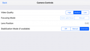 CamCarDer Camera Settings