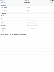 Team member details