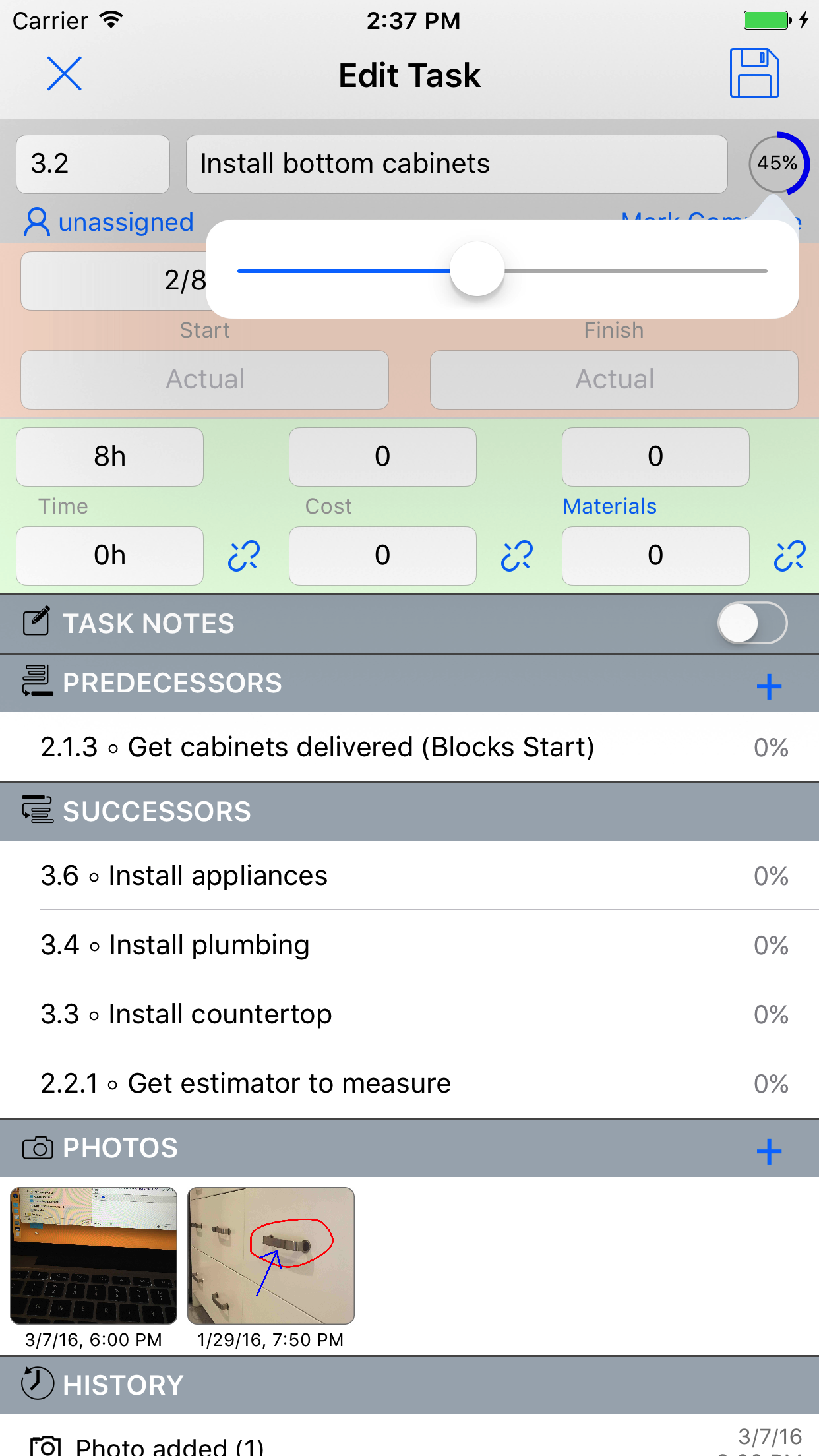 Task Details on iPhone
